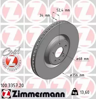 ZIMMERMANN TARCZE+KLOCKI PRZÓD AUDI A6 C7 A7 356MM 