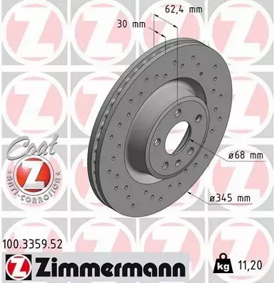 ZIMMERMANN TARCZA HAMULCOWE SPORT 100.3359.52 