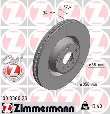 ZIMMERMANN TARCZE HAMULCOWE PRZÓD 100.3360.20 