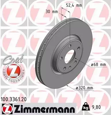 ZIMMERMANN TARCZE HAMULCOWE PRZÓD 100.3361.20 