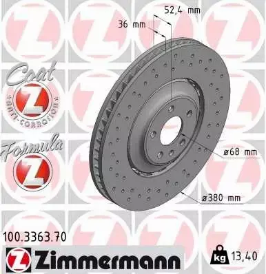 ZIMMERMANN TARCZE HAMULCOWE PRZÓD AUDI A8 D4 SQ5 8R FY 380MM 