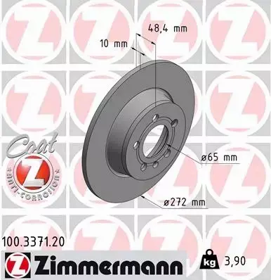 ZIMMERMANN TARCZE HAMULCOWE TYŁ 100.3371.20 