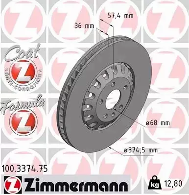 ZIMMERMANN TARCZE PRZÓD AUDI A6 C8 A7 4K 375MM 