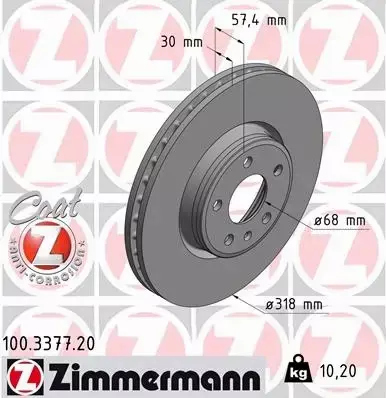 ZIMMERMANN TARCZE+KLOCKI P AUDI A4 B9 A5 F5 318MM 