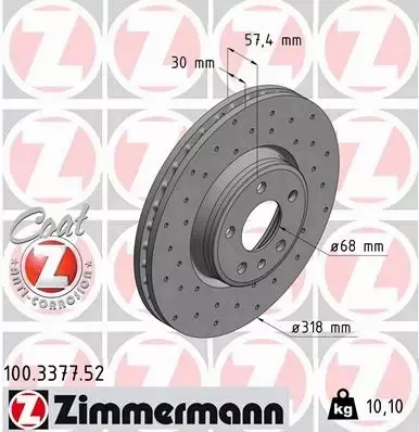 ZIMMERMANN TARCZE HAMULCOWE SPORT PRZÓD 100.3377.52 