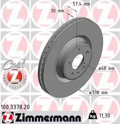 ZIMMERMANN TARCZE HAMULCOWE PRZÓD 100.3378.20 