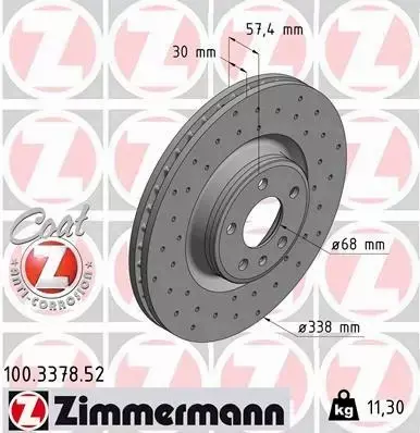 ZIMMERMANN TARCZE+KLOCKI P AUDI A4 B9 A5 F5 338MM 