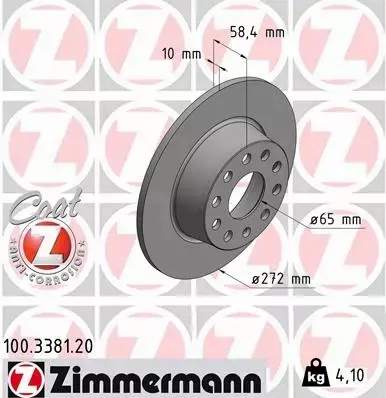 ZIMMERMANN TARCZE HAMULCOWE TYŁ 100.3381.20 