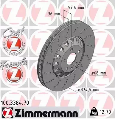 ZIMMERMANN TARCZE PRZÓD AUDI RS4 B9 RS5 F5 374MM 