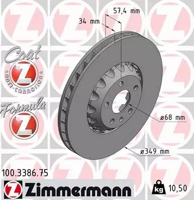 ZIMMERMANN TARCZA HAMULCOWA 100.3386.75 