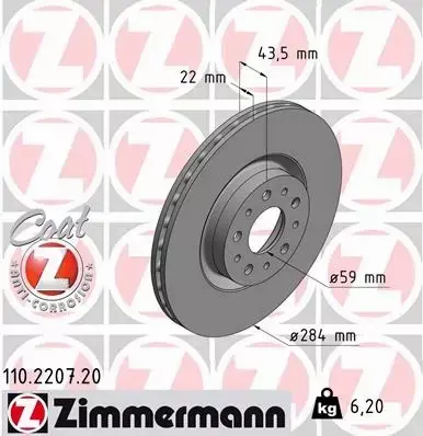 ZIMMERMANN TARCZE+KLOCKI PRZÓD FIAT TIPO 284MM 