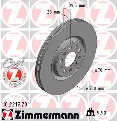 ZIMMERMANN TARCZE PRZÓD ALFA ROMEO 159 BRERA 330MM 