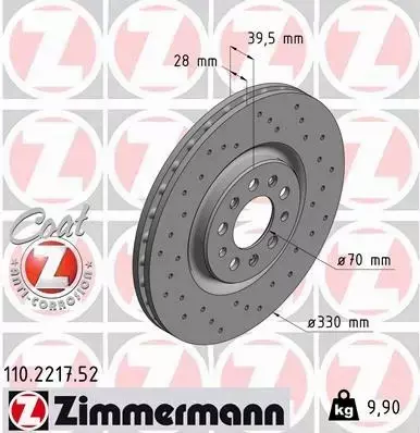 ZIMMERMANN TARCZE PRZÓD ALFA ROMEO 159 330MM 