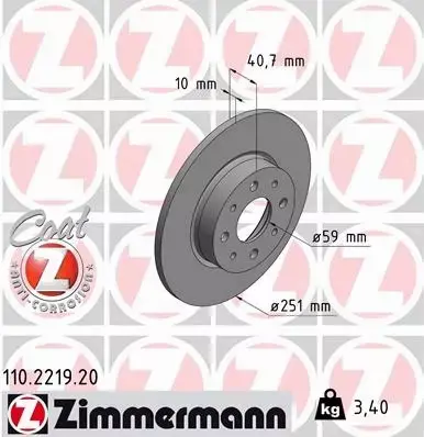 ZIMMERMANN TARCZE TYŁ ALFA ROMEO MITO 251MM 