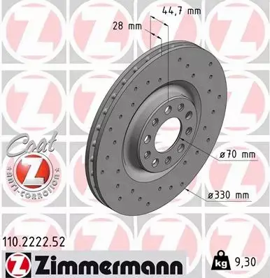 ZIMMERMANN TARCZA HAMULCOWE SPORT 110.2222.52 