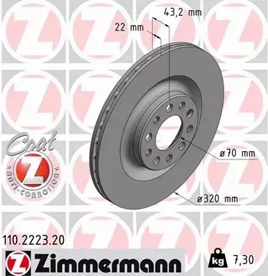 ZIMMERMANN TARCZA HAMULCOWA 110.2223.20 