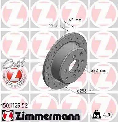 ZIMMERMANN TARCZE HAMULCOWE SPORT TYŁ 150.1129.52 