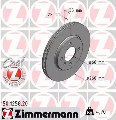 ZIMMERMANN TARCZE HAMULCOWE PRZÓD 150.1258.20 