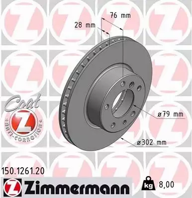 ZIMMERMANN TARCZE HAMULCOWE PRZÓD 150.1261.20 