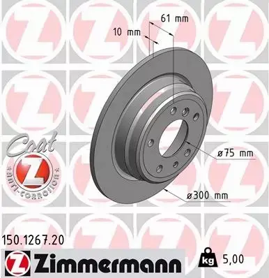 ZIMMERMANN TARCZE HAMULCOWE TYŁ 150.1267.20 