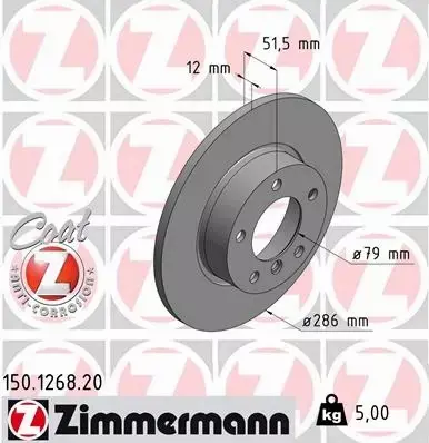 ZIMMERMANN TARCZE HAMULCOWE PRZÓD 150.1268.20 