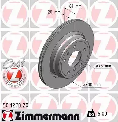 ZIMMERMANN TARCZA HAMULCOWA 150.1278.20 