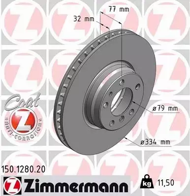 ZIMMERMANN TARCZA HAMULCOWA 150.1280.20 