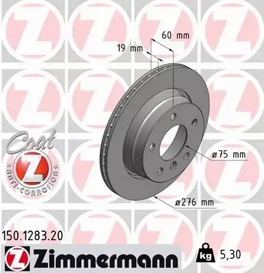 ZIMMERMANN TARCZE HAMULCOWE TYŁ 150.1283.20 