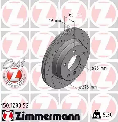 ZIMMERMANN TARCZE HAMULCOWE SPORT TYŁ 150.1283.52 