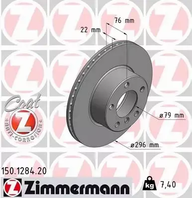 ZIMMERMANN TARCZE+KLOCKI PRZÓD BMW 5 E39 296MM 