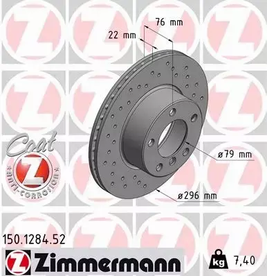 ZIMMERMANN TARCZE HAMULCOWE SPORT PRZÓD 150.1284.52 