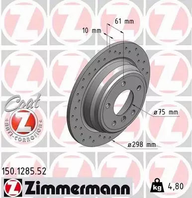 ZIMMERMANN TARCZE HAMULCOWE SPORT TYŁ 150.1285.52 