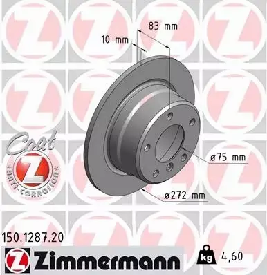 ZIMMERMANN TARCZE HAMULCOWE TYŁ 150.1287.20 