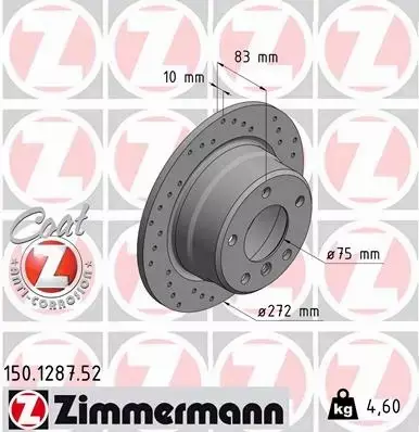 ZIMMERMANN TARCZE HAMULCOWE SPORT TYŁ 150.1287.52 