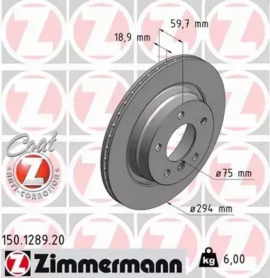 ZIMMERMANN TARCZE TYŁ BMW 3 E46 294MM 