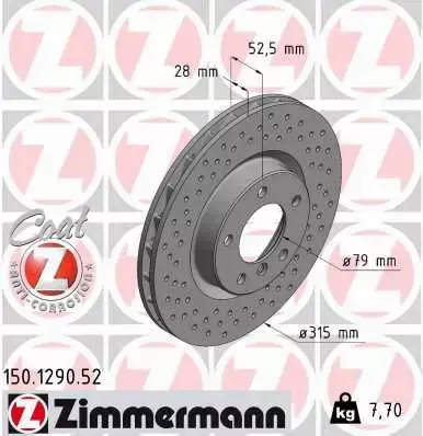 ZIMMERMANN TARCZE HAMULCOWE SPORT PRZÓD 150.1290.52 