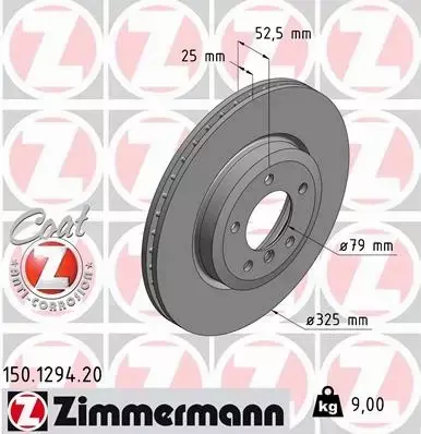 ZIMMERMANN TARCZE HAMULCOWE PRZÓD 150.1294.20 