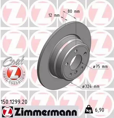 ZIMMERMANN TARCZE HAMULCOWE TYŁ 150.1299.20 