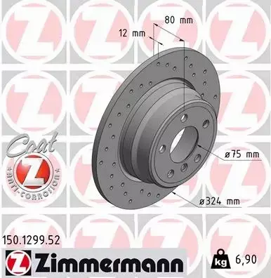 ZIMMERMANN TARCZE HAMULCOWE SPORT TYŁ 150.1299.52 