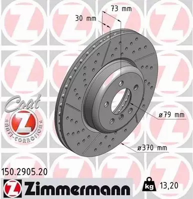 ZIMMERMANN TARCZE HAMULCOWE PRZÓD 150.2905.20 