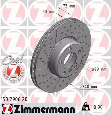 ZIMMERMANN TARCZE HAMULCOWE PRZÓD 150.2906.20 