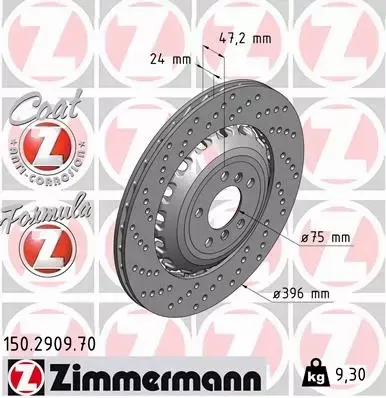 ZIMMERMANN TARCZE HAMULCOWE TYŁ 150.2909.70 