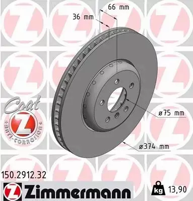 ZIMMERMANN TARCZE HAMULCOWE PRZÓD 150.2912.32 