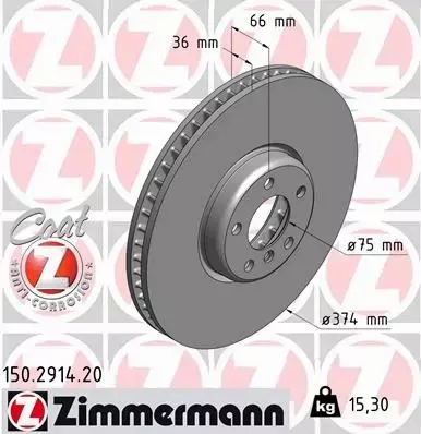 ZIMMERMANN TARCZE HAMULCOWE PRZÓD 150.2914.20 