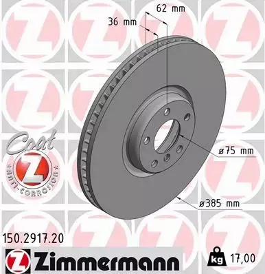 ZIMMERMANN TARCZA HAMULCOWA 150.2917.20 