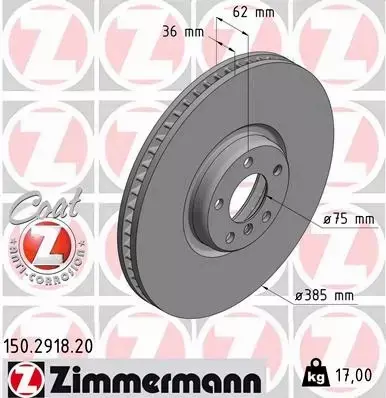 ZIMMERMANN TARCZA HAMULCOWA 150.2918.20 