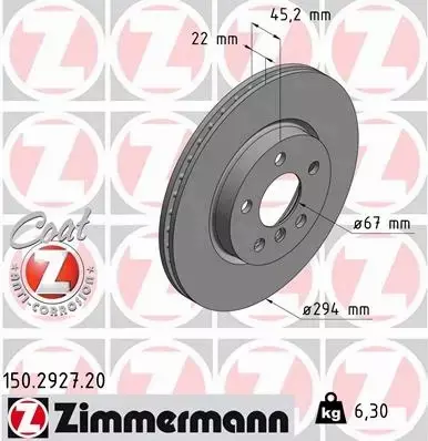 ZIMMERMANN TARCZE+KLOCKI PRZÓD BMW 2 F45 F46 294MM 