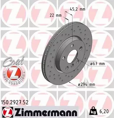 ZIMMERMANN TARCZE+KLOCKI P MINI F54 F55 F56 294MM 