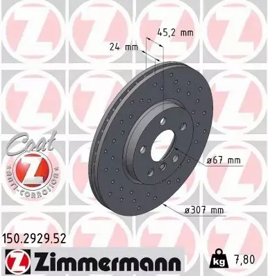 ZIMMERMANN TARCZE+KLOCKI PRZÓD BMW 2 F45 F46 307MM 