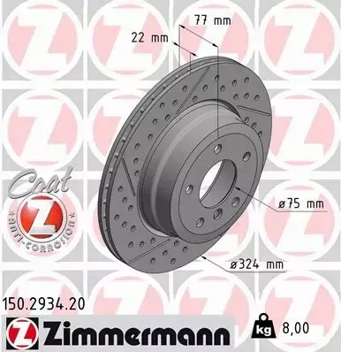 ZIMMERMANN TARCZE HAMULCOWE TYŁ 150.2934.20 